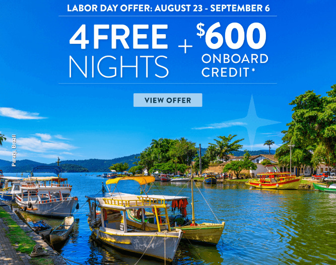 4 Free Nights PLUS $600 Onboard Credit!