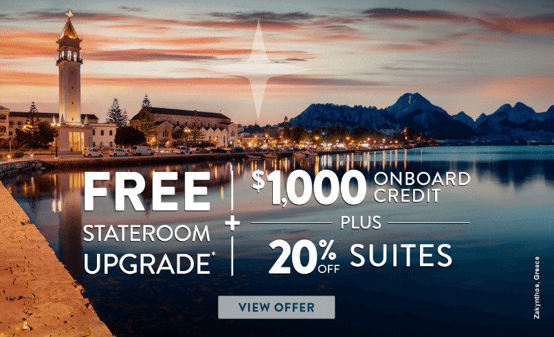 $1000 Onboard Credit + Free Stateroom Upgrade